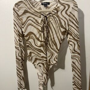 Women's Brown Swirl Bodysuit Top